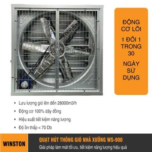 quạt hút thông gió nhà xưởng vuông 900*900